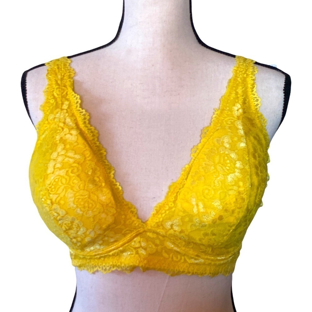 Black Fuchsia by Secret Lace-Lace neon yellow unwire brassiere‎ size XL